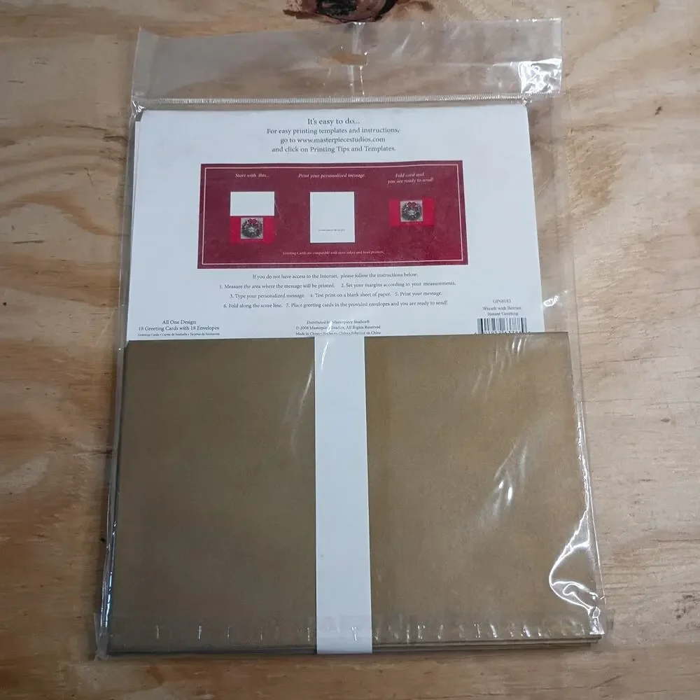 Lot 4 Great Papers Print Your Own Holiday Christmas Cards Wreath Berries 72 Ct